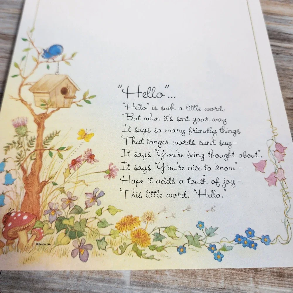 Vintage 1991 CM Paula Co All Occasion Letters Stationery Pad Floral Cottagecore